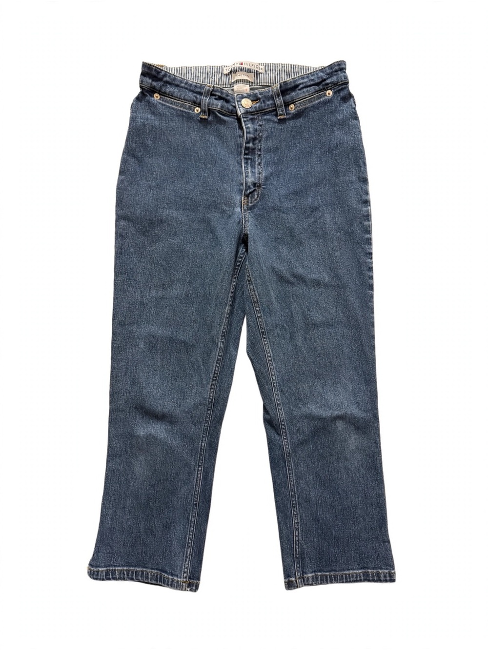 Tommy Hilfiger Jeans Womens 6 Medium Wash Stretch Straight Leg Side Slit Hem